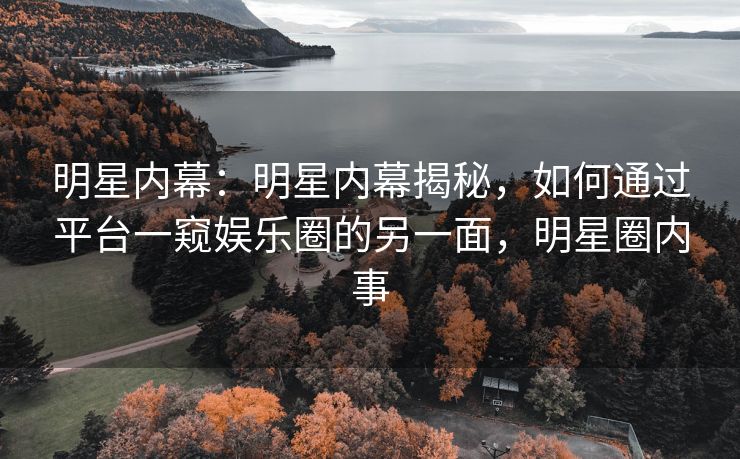 明星内幕：明星内幕揭秘，如何通过平台一窥娱乐圈的另一面，明星圈内事