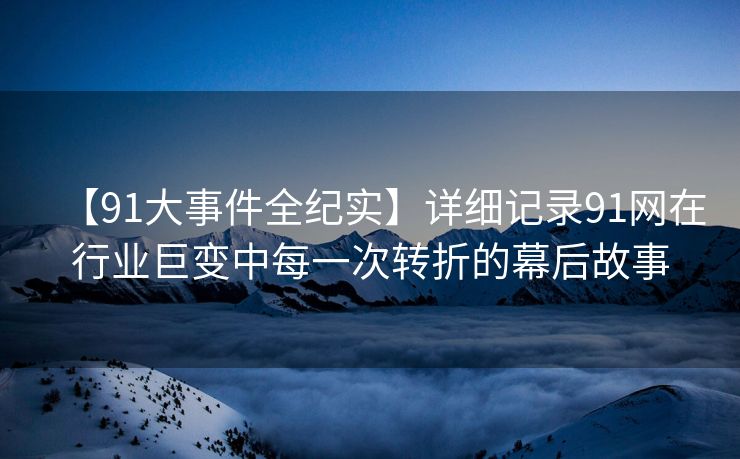 【91大事件全纪实】详细记录91网在行业巨变中每一次转折的幕后故事