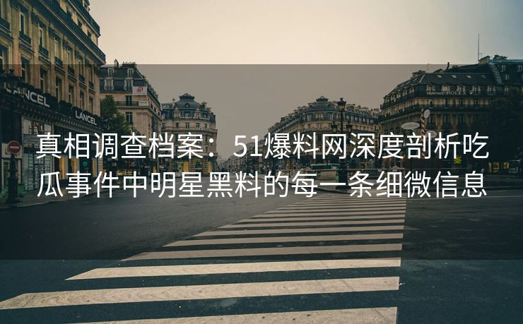 真相调查档案：51爆料网深度剖析吃瓜事件中明星黑料的每一条细微信息