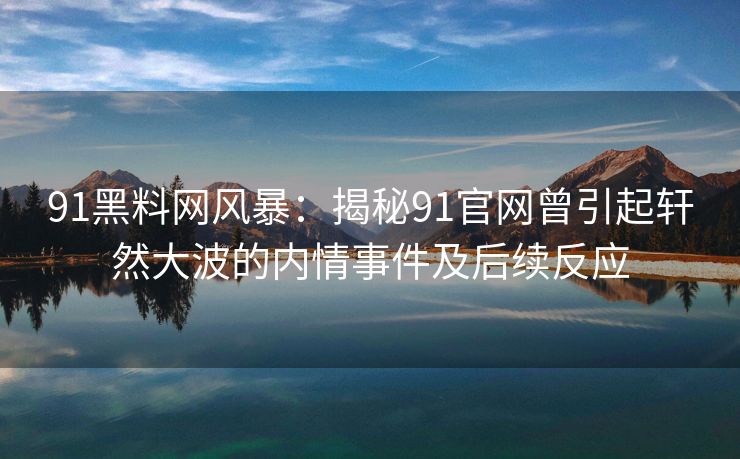 91黑料网风暴：揭秘91官网曾引起轩然大波的内情事件及后续反应