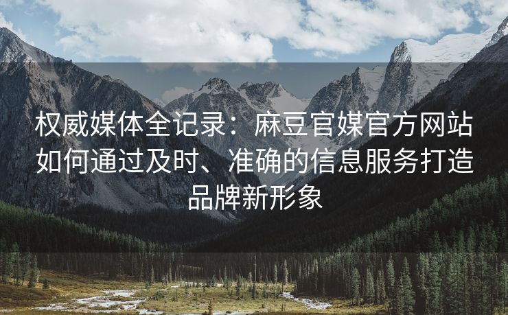 权威媒体全记录：麻豆官媒官方网站如何通过及时、准确的信息服务打造品牌新形象