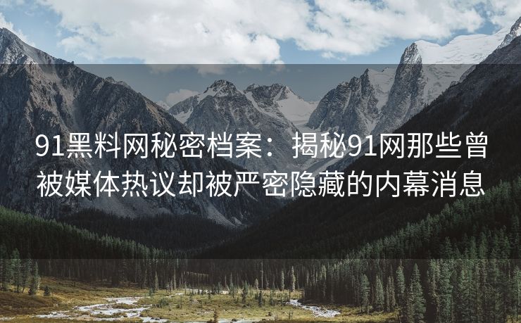 91黑料网秘密档案：揭秘91网那些曾被媒体热议却被严密隐藏的内幕消息