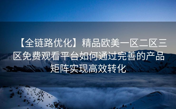 【全链路优化】精品欧美一区二区三区免费观看平台如何通过完善的产品矩阵实现高效转化