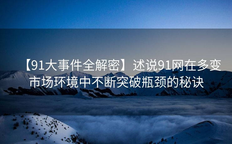 【91大事件全解密】述说91网在多变市场环境中不断突破瓶颈的秘诀